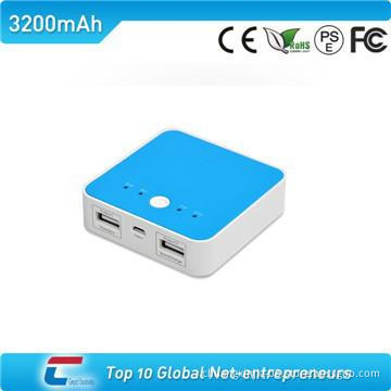3200mAh portable battery charger with double USB outputs